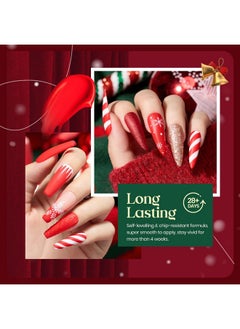 beetles Gel Polish Beetles Red Gel Nail Polish, 6Pcs Candy Cane Gel Polish Glitter Burgundy Red Sparkle Gel Nail Kit White Silver Holiday Nail Gel, Soak off U v Nail Art Design Valentine's Day Gift for Women  - Image 4
