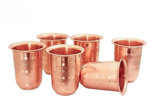 VOMI Pure Copper Glass for Drinking Serving Water Tumbler Copper Drinkware with Ayurvedia Health Benefits 1 pcs Pack of 6 - Image 3