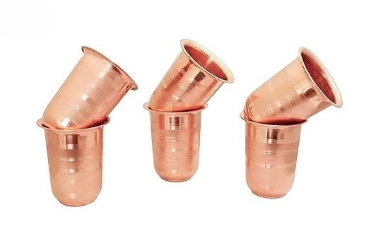 VOMI Pure Copper Glass for Drinking Serving Water Tumbler Copper Drinkware with Ayurvedia Health Benefits 1 pcs Pack of 6 - Image 2