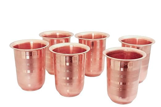 VOMI Pure Copper Glass for Drinking Serving Water Tumbler Copper Drinkware with Ayurvedia Health Benefits 1 pcs Pack of 6 - Image 1