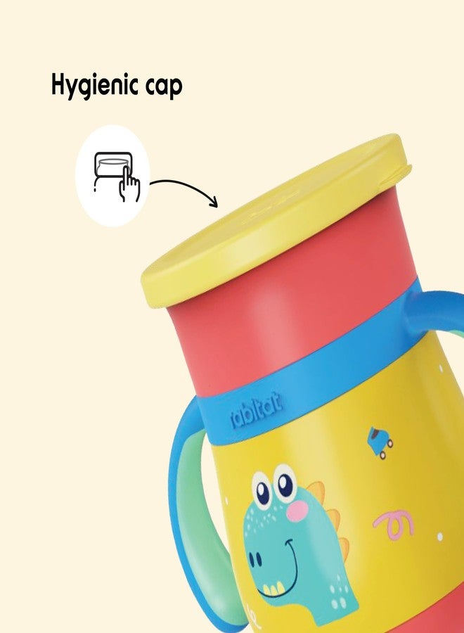 rabitat Sip Around Stainless Steel Sipper 390ml | 2 Years Brand Warranty | Leak Proof | BPA Free | Sippy Cup for Kids with Soft Silicone Rim | Ergonomic Design, Dino Dash - Image 5