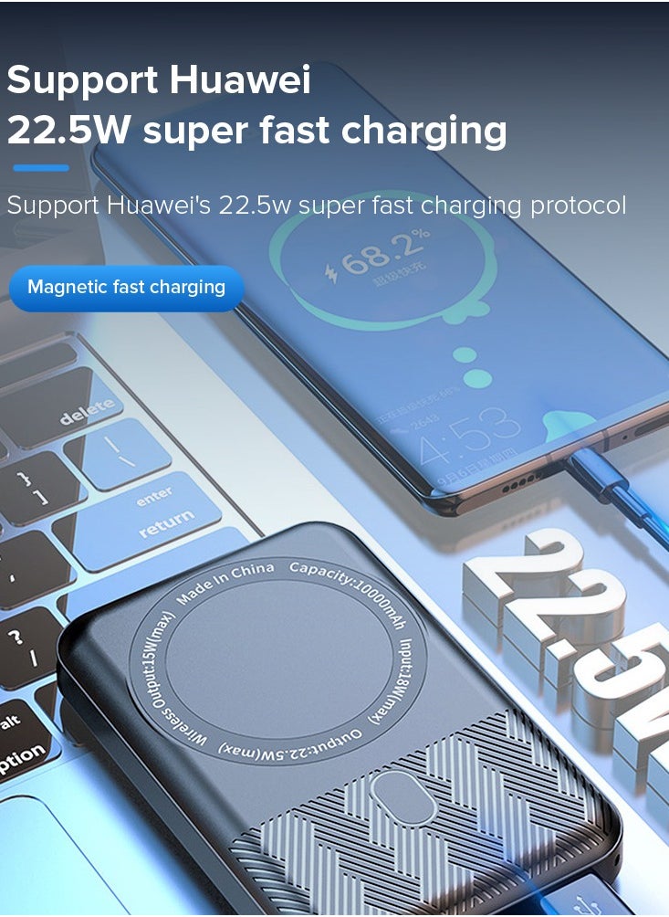10000mAh Magsafe Power bank 15W Wireless Charging, Portable Design, with USB-C 20W PD fast charge Compatible with iPhone16/15/14/13/12/series/android devices