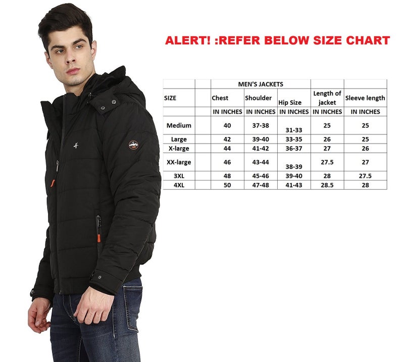 HIVER Men's Nylon Water Proof Full Sleeved Solid Winter Mid-Thigh Jacket With Hood For Minus Degree (Black, 5Xl) - Image 2