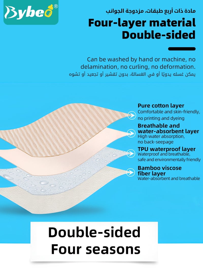 Bybeo 4 Pack Baby Washable Changing Mats, Waterproof Changing Pads, Ultra Soft Crib Mattress Sheets, Highly Absorbent Leakproof Underpads, Pure Cotton Bed Wetting Protector Mat for Newborns & Kids  - Image 4