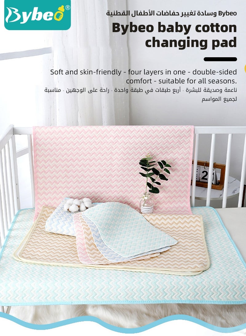 Bybeo 4 Pack Baby Washable Changing Mats, Waterproof Changing Pads, Ultra Soft Crib Mattress Sheets, Highly Absorbent Leakproof Underpads, Pure Cotton Bed Wetting Protector Mat for Newborns & Kids  - Image 2