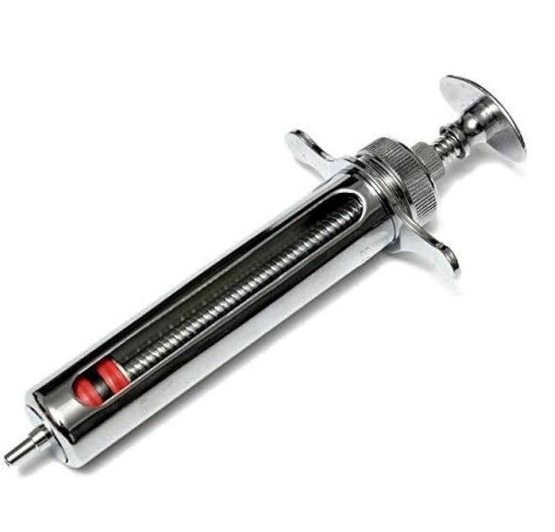 EatingBiting 10ml Reusable Stainless Steel Hypodermic Veterinary Animal Syringe Glass for Lab / stainless steel / simple structure / with locking screws simple operation