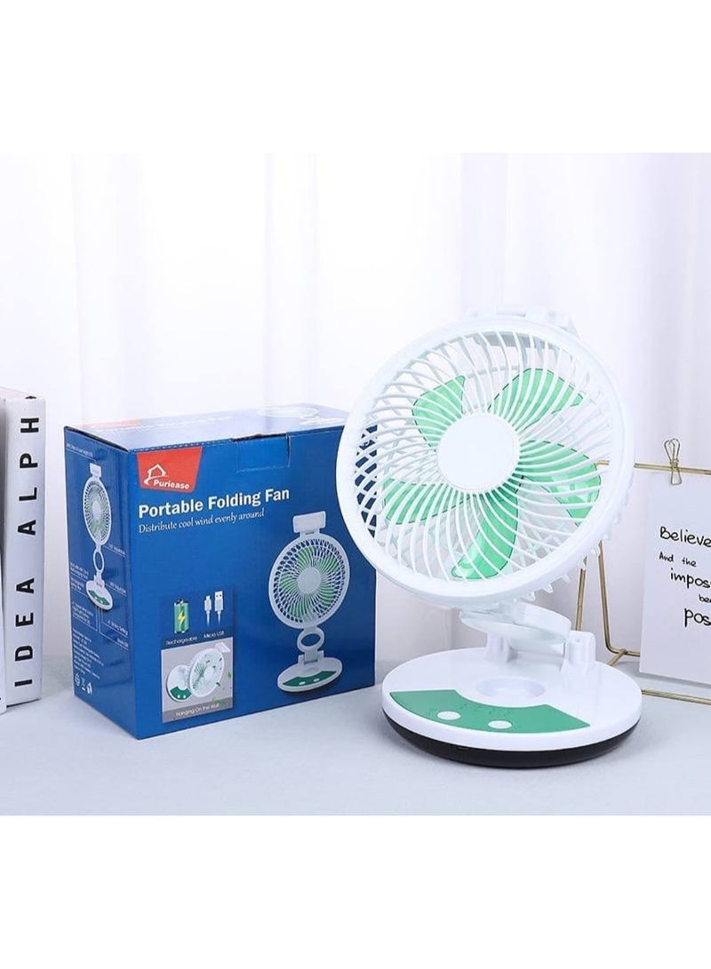 Mini Personal Desk Fan LED Night Light, Portable Quiet Cooling Fan Battery Powered, USB Rechargeable for Desk, Table, Camping, Outdoor, Indoor - Image 4