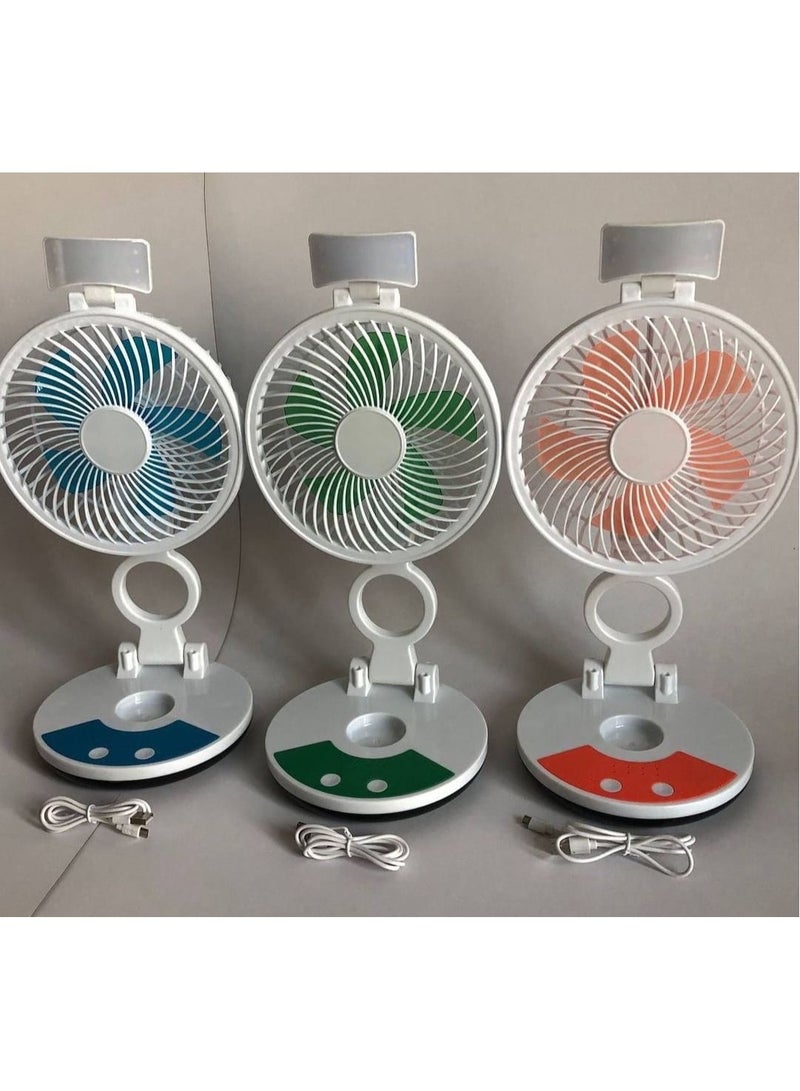 Mini Personal Desk Fan LED Night Light, Portable Quiet Cooling Fan Battery Powered, USB Rechargeable for Desk, Table, Camping, Outdoor, Indoor - Image 3