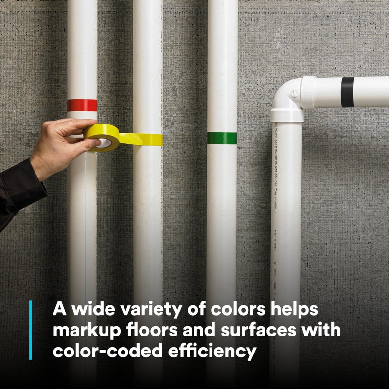 3M Vinyl Tape 764, General Purpose, 2 in x 36 yd, Red, 1 Roll, Light Traffic Floor Marking Tape, Social Distancing, Color Coding, Safety, Bundling - Image 5