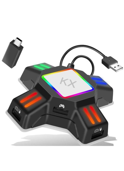 KX Gaming Mouse Keyboard Converter,Game Controller Adapter for USB 2.0 Mouse Portable Keyboard Adapter Compatible with Nintendo Switch/PS4/Xbox One/Xbox One S/PS3