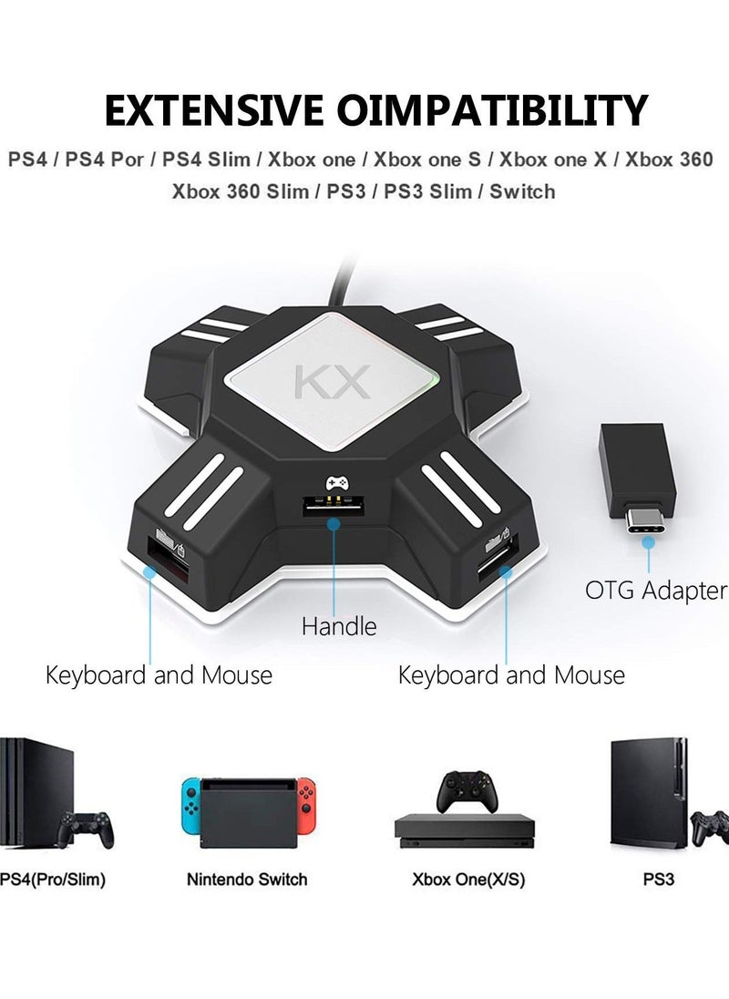 Furtey - KX Gaming Mouse Keyboard Converter,Game Controller Adapter for USB 2.0 Mouse Portable Keyboard Adapter Compatible with Nintendo Switch/PS4/Xbox One/Xbox One S/PS3 - Image 1