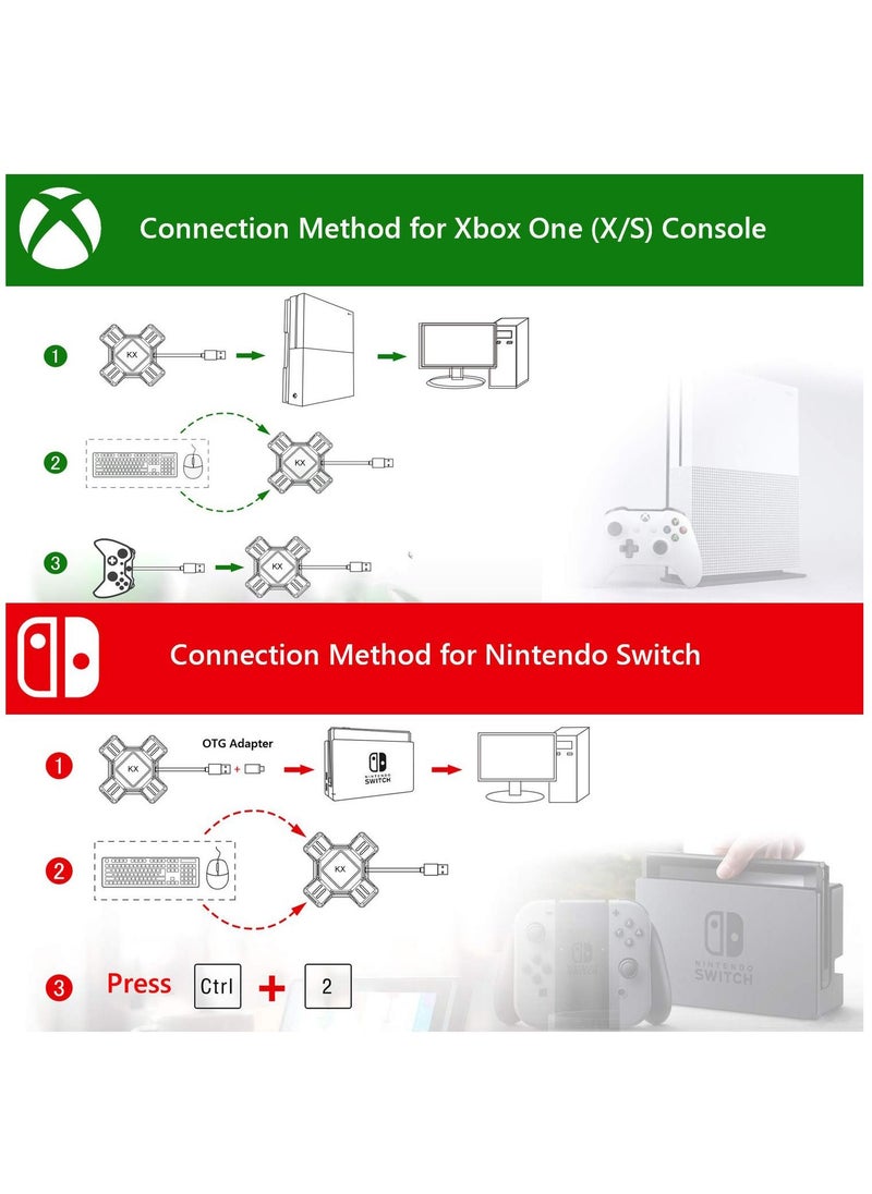 Furtey - KX Gaming Mouse Keyboard Converter,Game Controller Adapter for USB 2.0 Mouse Portable Keyboard Adapter Compatible with Nintendo Switch/PS4/Xbox One/Xbox One S/PS3 - Image 1
