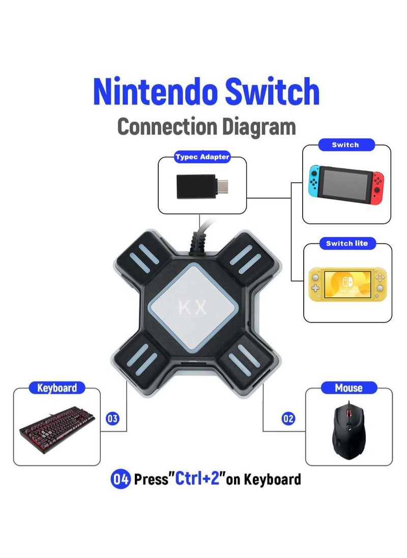 Furtey - KX Gaming Mouse Keyboard Converter,Game Controller Adapter for USB 2.0 Mouse Portable Keyboard Adapter Compatible with Nintendo Switch/PS4/Xbox One/Xbox One S/PS3 - Image 1
