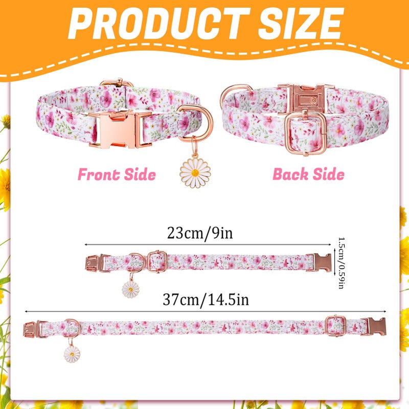 Guiqulai 3 Pack Floral Dog Collars for Small Dogs Flower Dog Collars with Pendant for Girl Female Dogs Cute Puppy Pet Collar - Image 2
