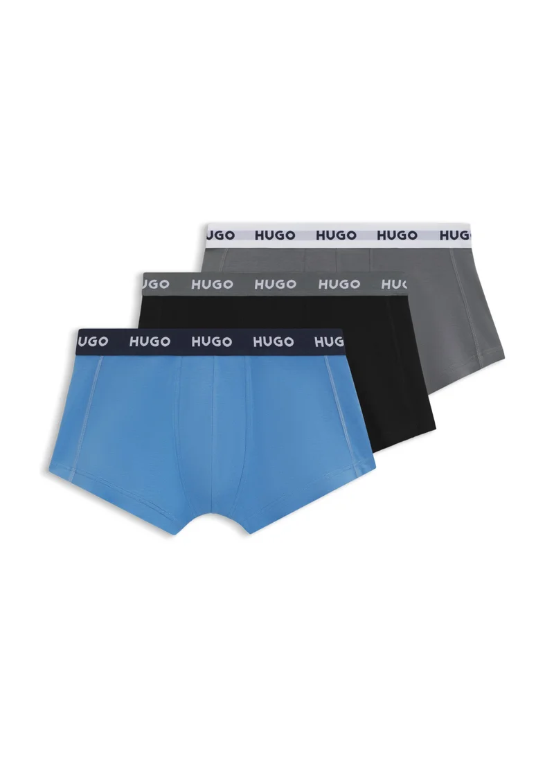 هوجو Three-pack of stretch-cotton trunks with logo waistbands