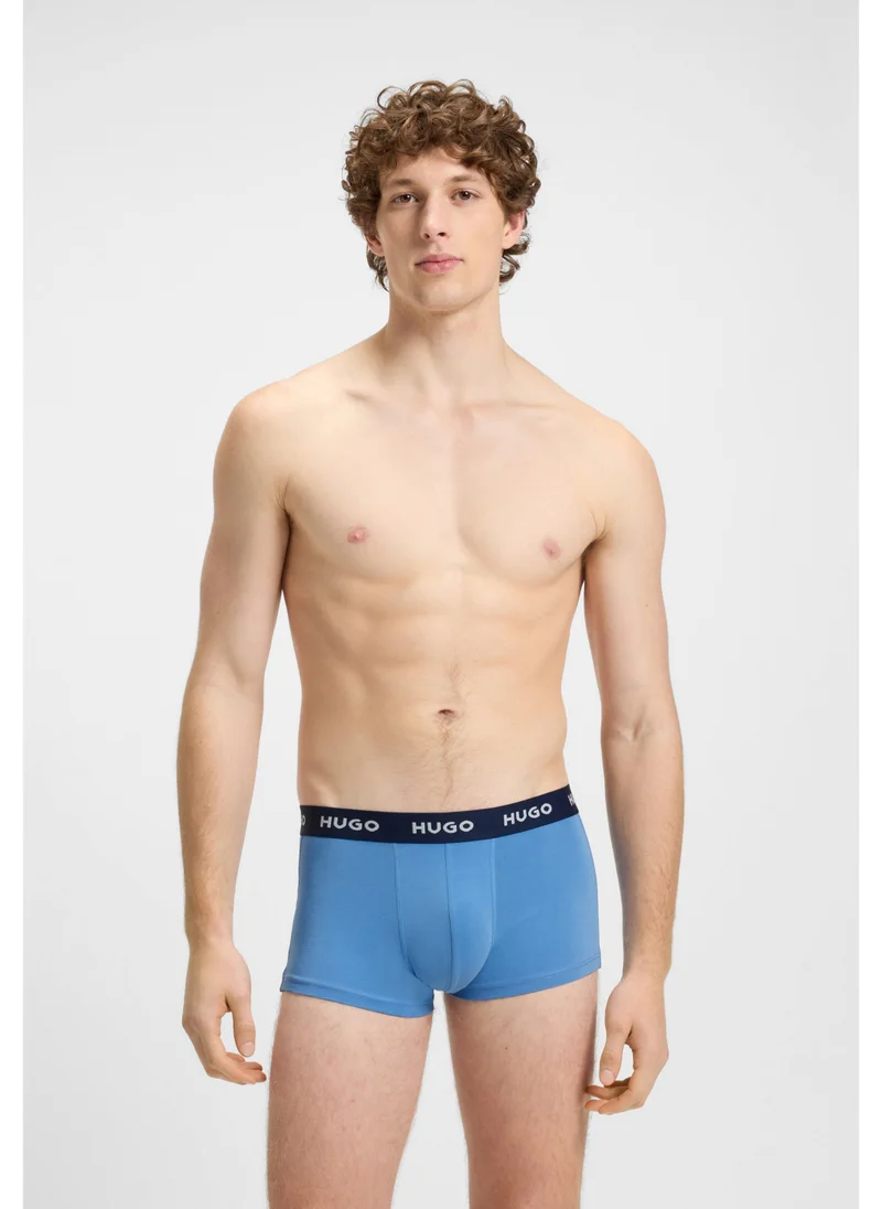 هوجو Three-pack of stretch-cotton trunks with logo waistbands