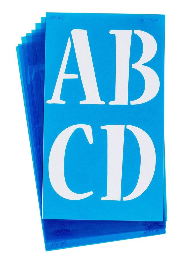 Westcott Lettercraft Stencil Nueva Font 4 Inch Characters (Sn4 C/15830) Blue - Image 1