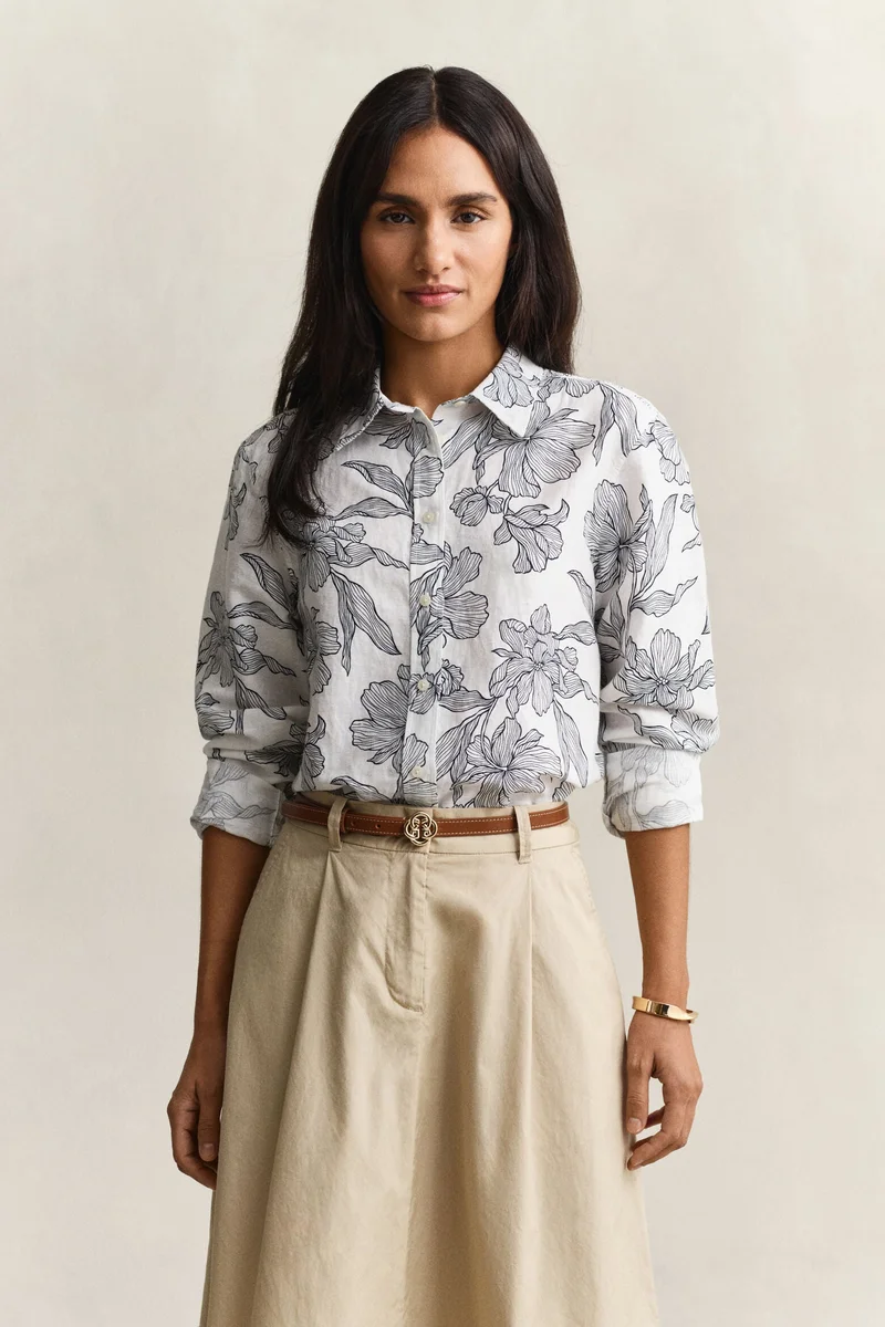 غانت Floral Linen Shirt