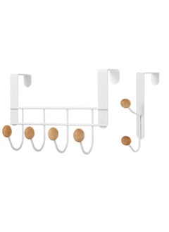 Excefore Over The Door Hooks, 2 Packs Sturdy Metal Over Door Coat Rack Door Coat Hanger for Hanging Clothes Hats Robes Towels Purses, Behind Back of Bathroom Bedroom - White  - Image 1