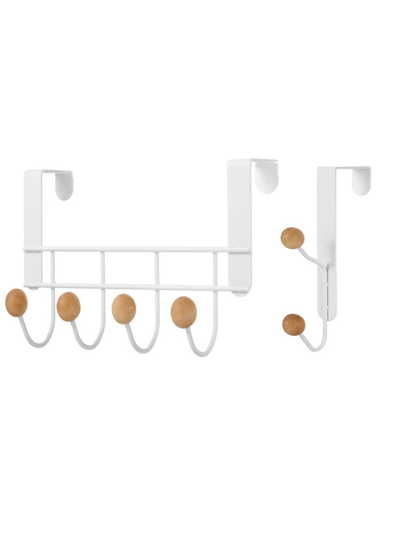 Excefore Over The Door Hooks, 2 Packs Sturdy Metal Over Door Coat Rack Door Coat Hanger for Hanging Clothes Hats Robes Towels Purses, Behind Back of Bathroom Bedroom - White  - Image 1