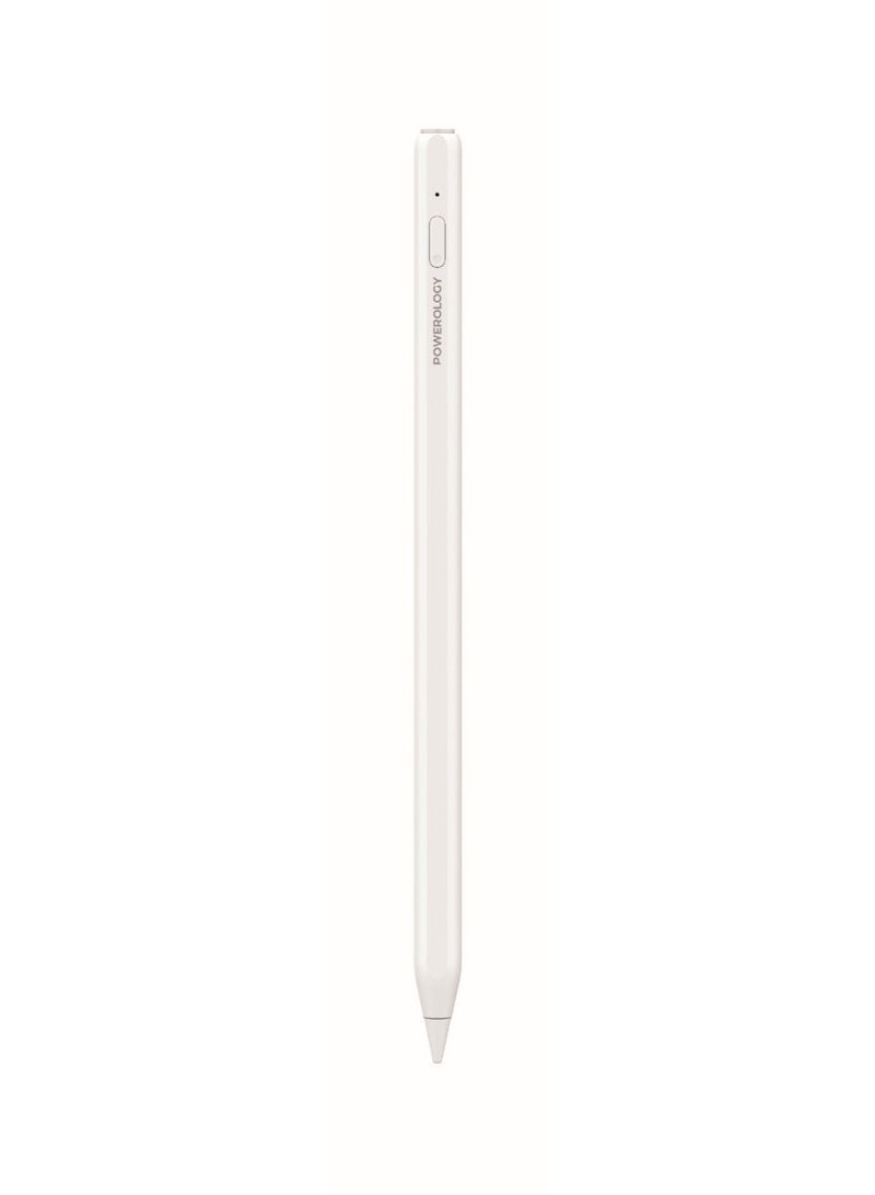 Intellio Smart Stylus 2018-2024 iPad Models with Real-Time Battery Display / Over 10 Hours Working Time / 130mAh Battery / Precise Tilt Detection / Palm Rejection / Wireless Charging / 32 Shortcut Keys - White - Image 1