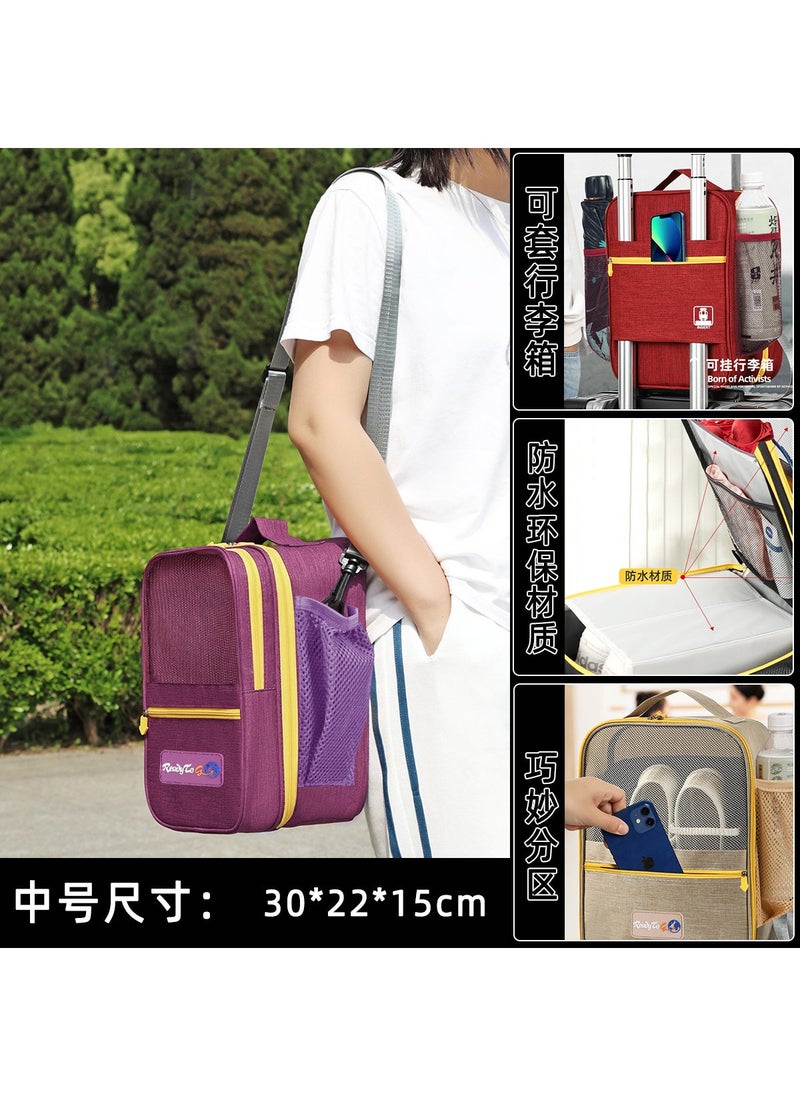 Shuxin brand shoulder messenger bag environmental protection Travel storage bag waterproof shoe bag upgraded version 2024 New shoesbag Purple: Medium: 30*22 * 15cm - Image 1
