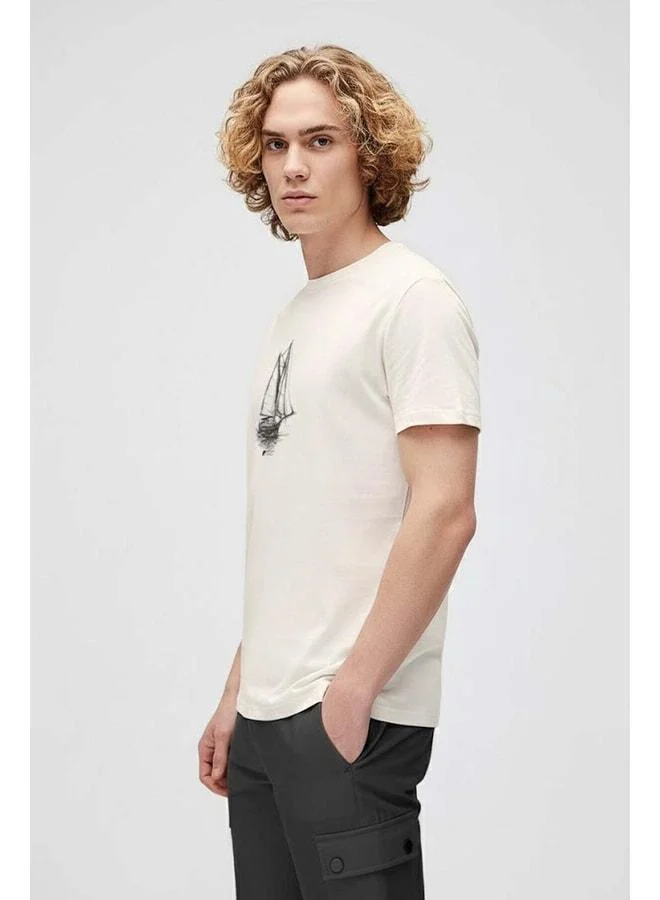 Bad Bear Art Of Journey Men's Beige Round Neck T-Shirt.