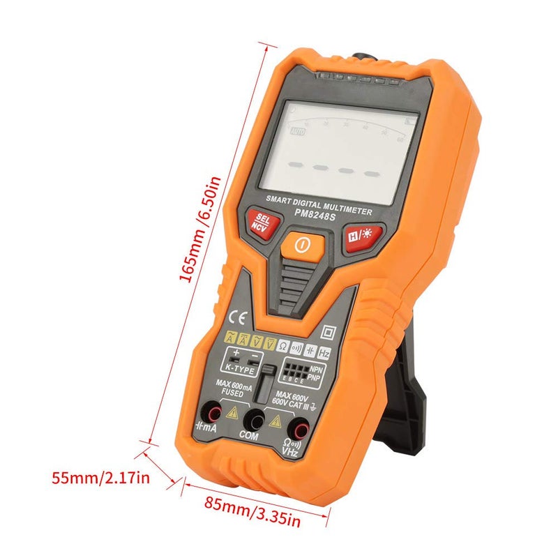 Auto Ranging for AC and DC Voltage and Current Resistance Capacitance Frequency and Temperature - Peakmeter PM8248S Handheld Digital Multimeter with Non Contact Voltage Detection - Image 5