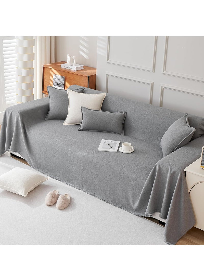 XiuWoo Sofa Cover Anti-Wrinkle Full Coverage Sofa Cover – Exquisite Details with Tassel Edges, Waterproof, Dustproof, Anti-Cat Scratching, Anti-Slip, Flexible, Compression-Resistant, Teddy Velvet Jacquard, 180*180 cm - Image 2