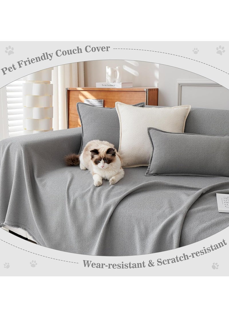 XiuWoo Sofa Cover Anti-Wrinkle Full Coverage Sofa Cover – Exquisite Details with Tassel Edges, Waterproof, Dustproof, Anti-Cat Scratching, Anti-Slip, Flexible, Compression-Resistant, Teddy Velvet Jacquard, 180*180 cm - Image 4