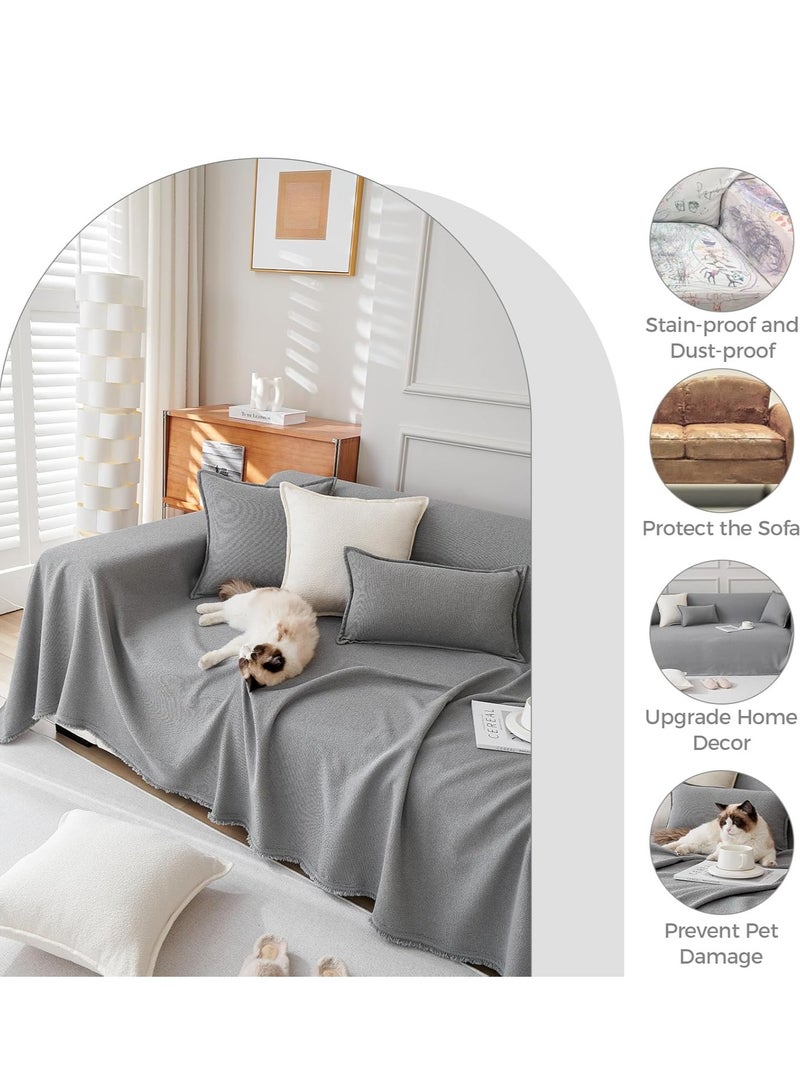 XiuWoo Sofa Cover Anti-Wrinkle Full Coverage Sofa Cover – Exquisite Details with Tassel Edges, Waterproof, Dustproof, Anti-Cat Scratching, Anti-Slip, Flexible, Compression-Resistant, Teddy Velvet Jacquard, 180*180 cm - Image 3