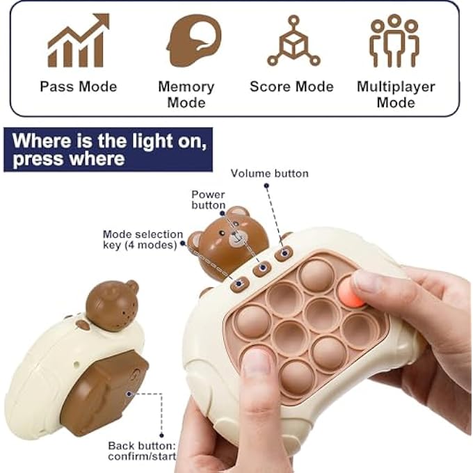 HANDHELD GAME FOR KIDS, SPEED PUSH GAME,PUZZLE POP LIGHT UP GAME FIDGET TRAVEL GAMES, BIRTHDAY GIFTS FOR FOR 6-12 BOYS & GIRLS & TEENS - Image 3