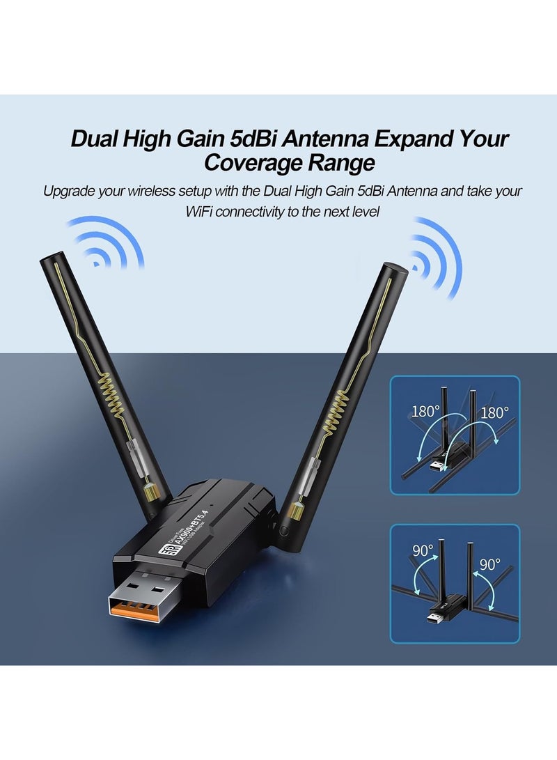 Wireless USB WiFi Adapter for PC, USB WiFi 6 Adapter Bluetooth 5.4, AX900M Dual Band 5/2.4Ghz, Wireless Adapter for Desktop Computer Network Adapters, with 5dBi Antenna, with Windows 7/10/11  - Image 4