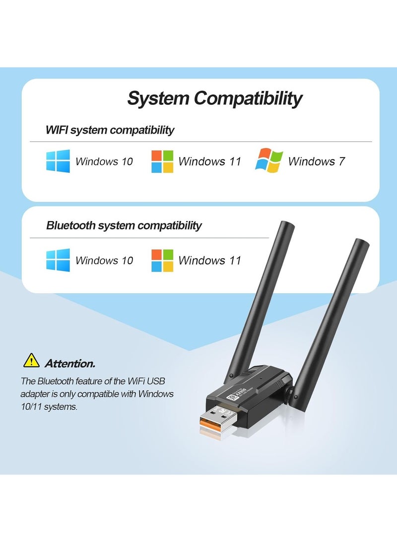 Wireless USB WiFi Adapter for PC, USB WiFi 6 Adapter Bluetooth 5.4, AX900M Dual Band 5/2.4Ghz, Wireless Adapter for Desktop Computer Network Adapters, with 5dBi Antenna, with Windows 7/10/11  - Image 5