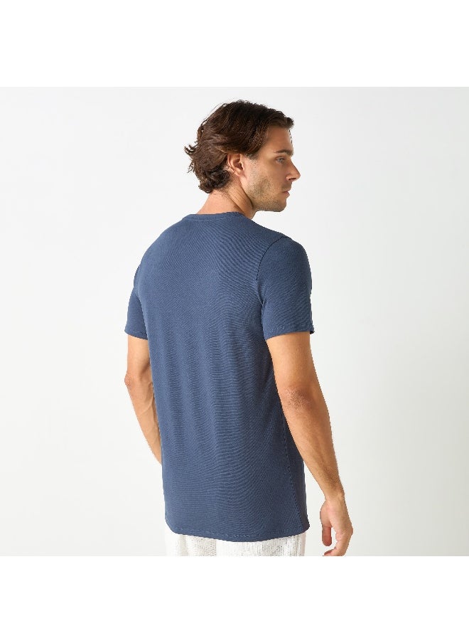 Iconic - Iconic Typographic Print Crew Neck T-shirt with Short Sleeves - Image 1