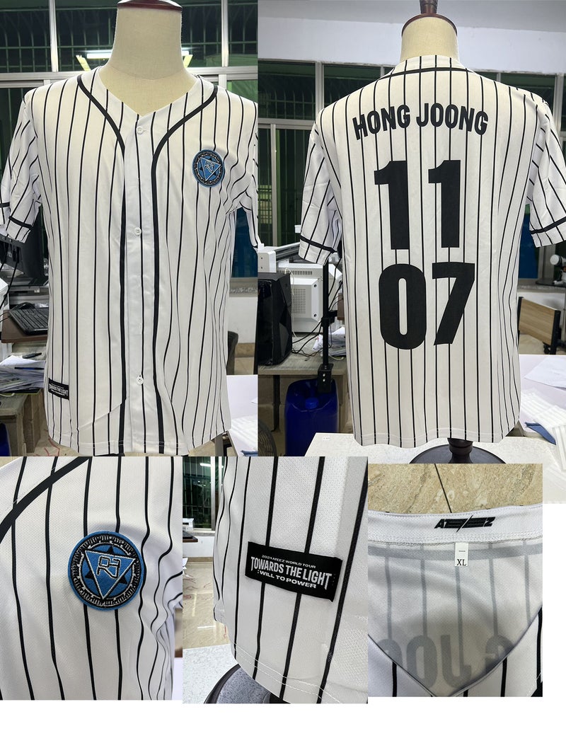 Cross-border New Baseball T-shirt ateez Surrounding Official Same Style Baseball Suit Top Short Sleeve Sweatshirt 1107