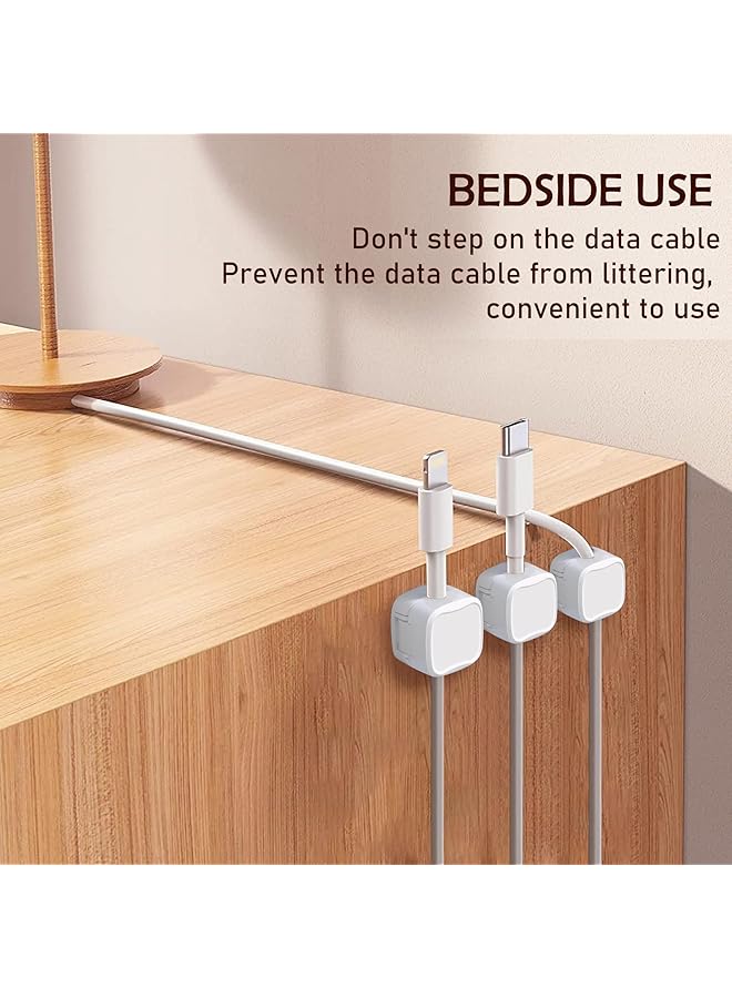 erorex 4 Pack Magnetic Cable Clips Nightstand Cell Phone Cable Clip Self Adhesive Cable Organizer For Home Desk Cell Phone Charging Cable Car Charging Cable Organization Use White - Image 3