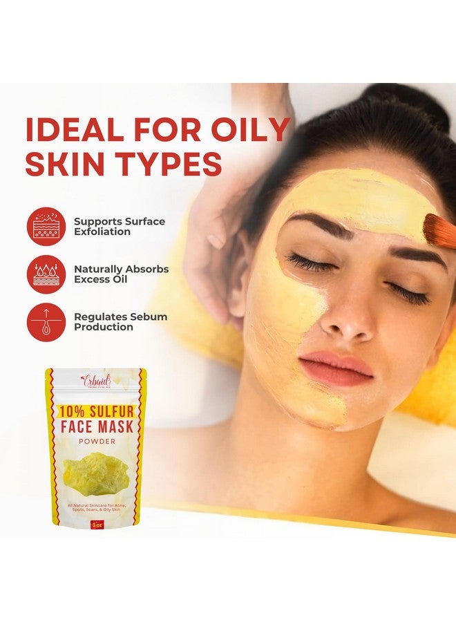 Erbaid Sulfur Face Mask - All Natural Sulfur Facial Clay Mask Powder - Glowing Skin Mask Skincare For Acne, Spots, Scars, Oily Skin - Sulfur Acne Treatment Absorbs Excess Oil and Unclogs Pores, Made in USA - Image 3