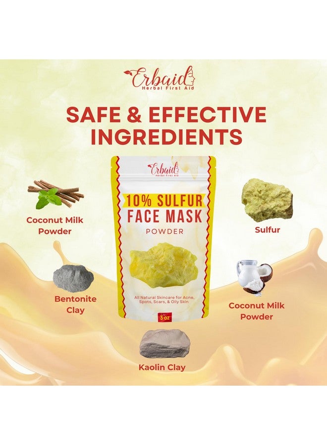 Erbaid Sulfur Face Mask - All Natural Sulfur Facial Clay Mask Powder - Glowing Skin Mask Skincare For Acne, Spots, Scars, Oily Skin - Sulfur Acne Treatment Absorbs Excess Oil and Unclogs Pores, Made in USA - Image 5