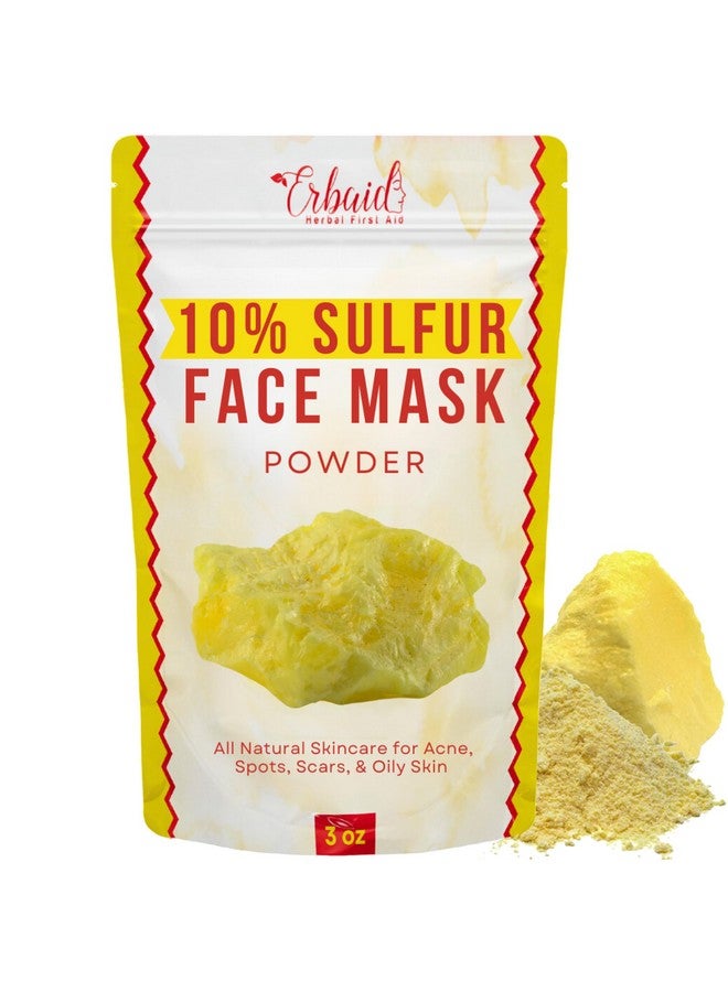 Erbaid Sulfur Face Mask - All Natural Sulfur Facial Clay Mask Powder - Glowing Skin Mask Skincare For Acne, Spots, Scars, Oily Skin - Sulfur Acne Treatment Absorbs Excess Oil and Unclogs Pores, Made in USA - Image 1