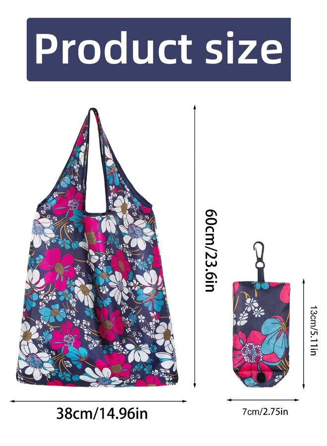 2 PCS Reusable Shopping Bags, Foldable Shopping Bags Washable Grocery Bags Foldable in a Pouch Eco Tote Shopping Bag Groceries Tote Bags for Daily Shopping Groceries Travel Storage - Image 2