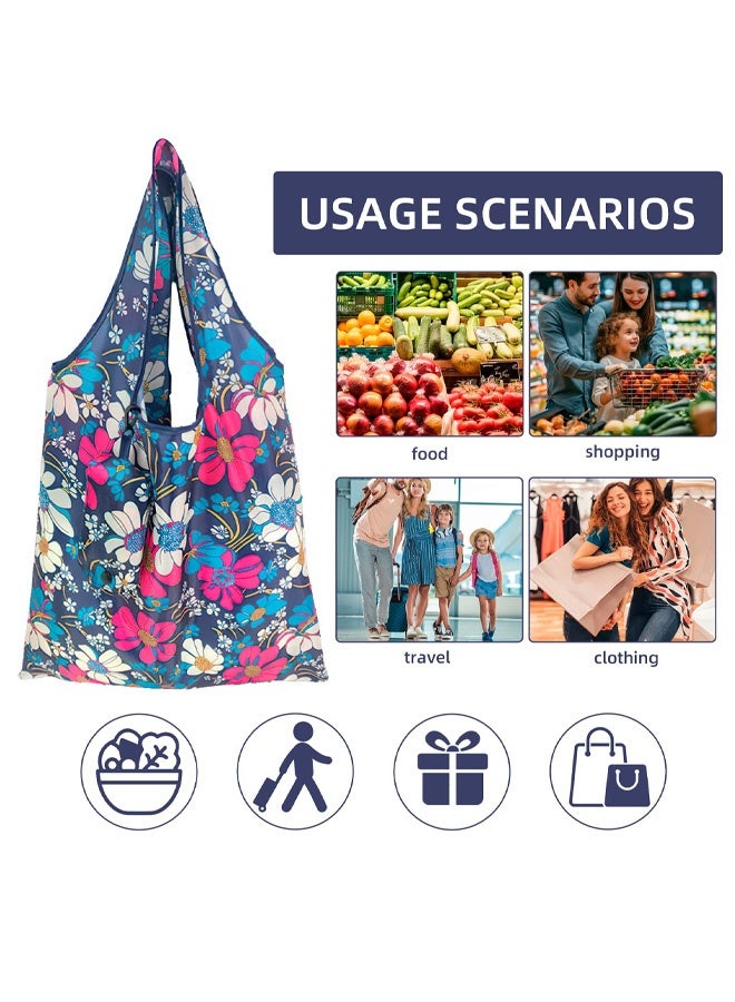 2 PCS Reusable Shopping Bags, Foldable Shopping Bags Washable Grocery Bags Foldable in a Pouch Eco Tote Shopping Bag Groceries Tote Bags for Daily Shopping Groceries Travel Storage - Image 4