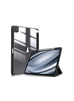 Ecosystem Hybrid Case Compatible with iPad Pro 12.9 inch (2022/2021/2020/2018, 6th/5th/4th/3rd Generation) - Shockproof Clear Back Cover with Pencil Holder, Auto Wake/Sleep (Black)