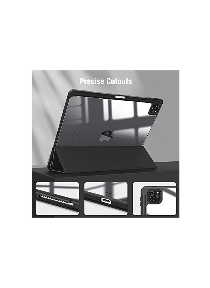 Generic - Ecosystem Hybrid Case Compatible with iPad Pro 12.9 inch (2022/2021/2020/2018, 6th/5th/4th/3rd Generation) - Shockproof Clear Back Cover with Pencil Holder, Auto Wake/Sleep (Black) - Image 1