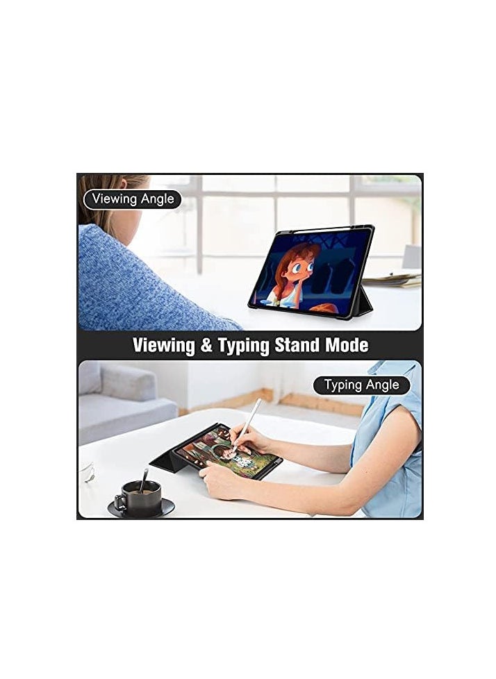 Generic - Ecosystem Hybrid Case Compatible with iPad Pro 12.9 inch (2022/2021/2020/2018, 6th/5th/4th/3rd Generation) - Shockproof Clear Back Cover with Pencil Holder, Auto Wake/Sleep (Black) - Image 1