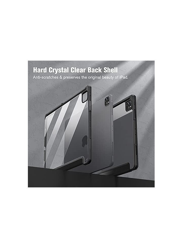 Generic - Ecosystem Hybrid Case Compatible with iPad Pro 12.9 inch (2022/2021/2020/2018, 6th/5th/4th/3rd Generation) - Shockproof Clear Back Cover with Pencil Holder, Auto Wake/Sleep (Black) - Image 1