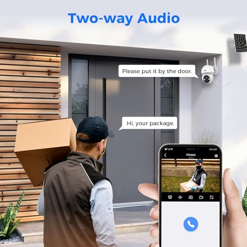 Hiseeu Solar Security Camera, 2PCS 4MP Wireless WiFi Camera Outdoor, PTZ 360° View, PIR Motion Detection, Color Night Vision, IP66, 2-Way Audio, 2.4G WiFi, No Monthly Fee - Image 5