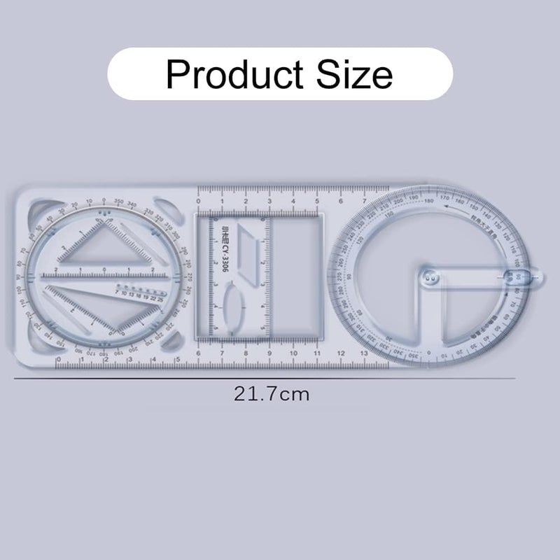 Finalize Multifunctional Geometric Ruler Multifunctional Student Math Ruler Transparent Plastic Movable Drawing Template Measuring Math Ruler Tool Multifunction Geometric Ruler for School Student- (2) - Image 5