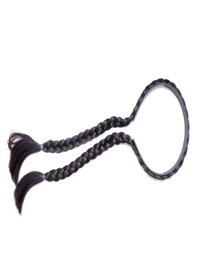 Plenteous Handmade Hair Band Choti Artificial Hair Braid Extension Plaited Hair Hoop Accessory Plastic Band Stylish Ethnic Hairwear for Baby Girls Women Traditional Look Braided Headband - Image 2