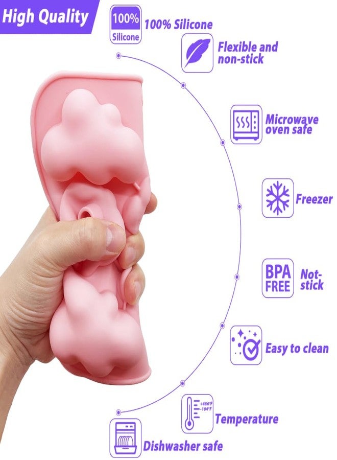 BENEKIY 2 Pack Cute Cloud Silicone Molds 3D Cloud Themed Baking Mould Ice Cube Tray DIY Baking Tool for Chocolate Cake Dessert Candy Mousse Pastry Handmade Soap Cupcake Topper - Image 3